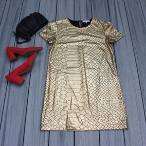 Charles Henry Gold Snake Print Medusa Dress • Size 6 • Metallic Shimmer Goddess